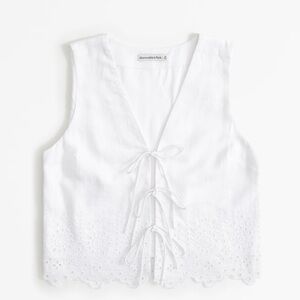 Abercrombie & Fitch White Eyelet Lace-Up Crop Top